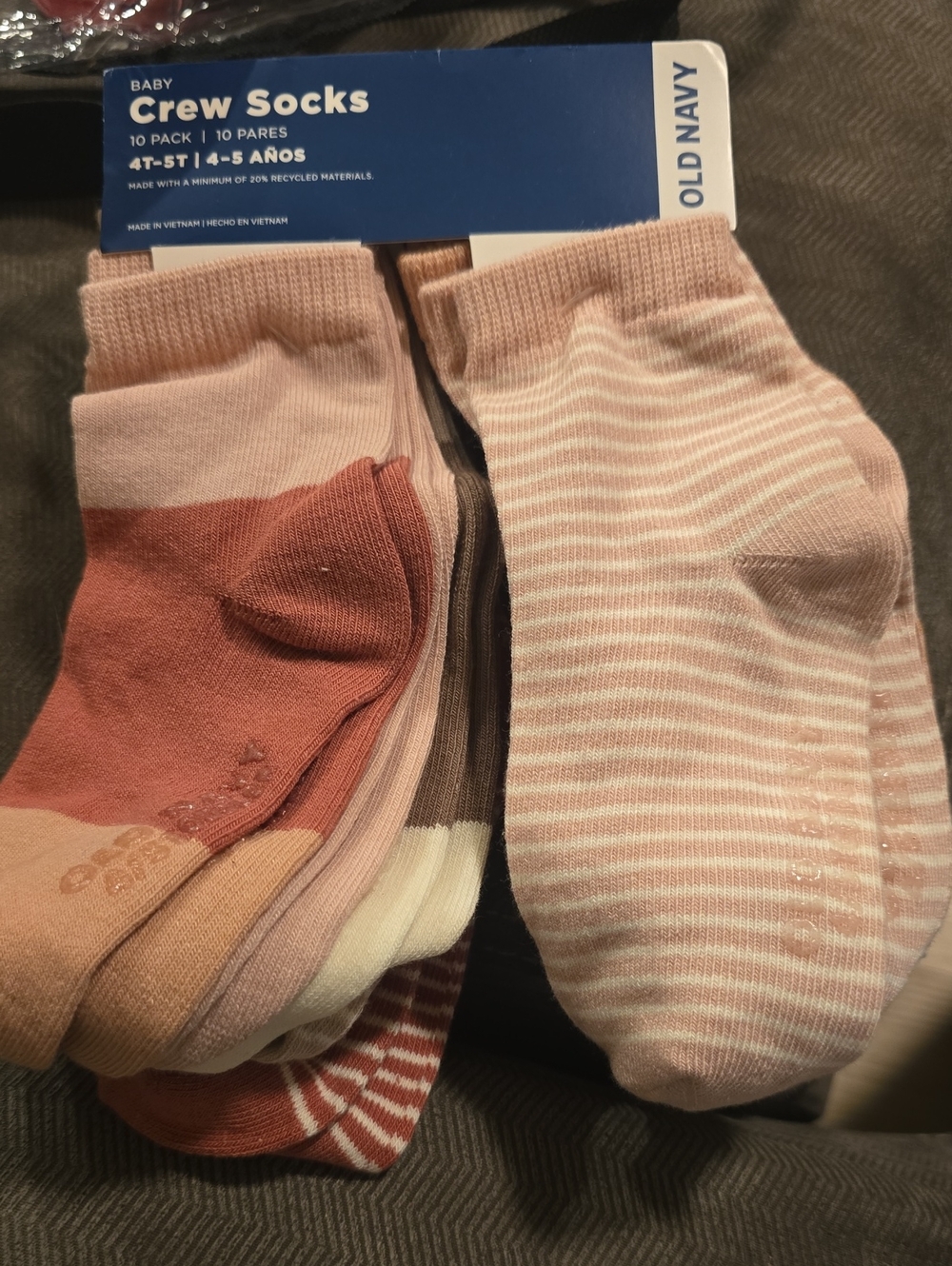 Old Navy Kids Crew Socks in Pink, Blush, Brown & Cream - 10 Pack